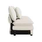 Divano moderno modulare MAYEERTY 70.8, imbottito in velluto a coste, con due cuscini, per soggiorno, beige