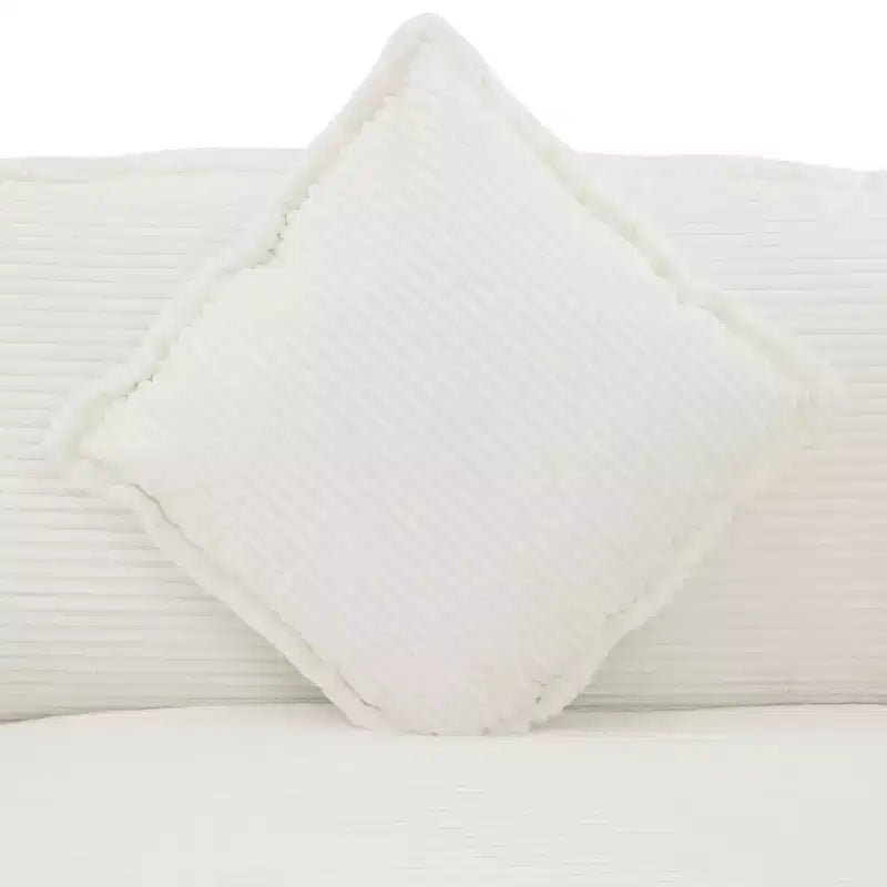 Divano moderno modulare MAYEERTY 70.8, imbottito in velluto a coste, con due cuscini, per soggiorno, beige