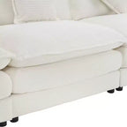 Divano moderno modulare MAYEERTY 70.8, imbottito in velluto a coste, con due cuscini, per soggiorno, beige