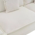 Divano moderno modulare MAYEERTY 70.8, imbottito in velluto a coste, con due cuscini, per soggiorno, beige