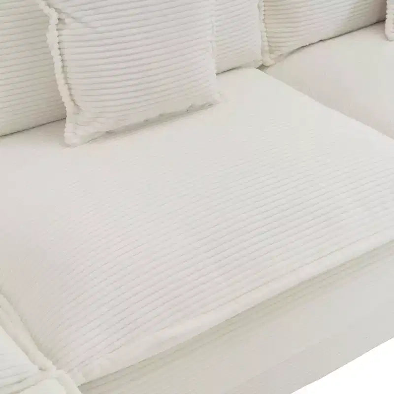 Divano moderno modulare MAYEERTY 70.8, imbottito in velluto a coste, con due cuscini, per soggiorno, beige