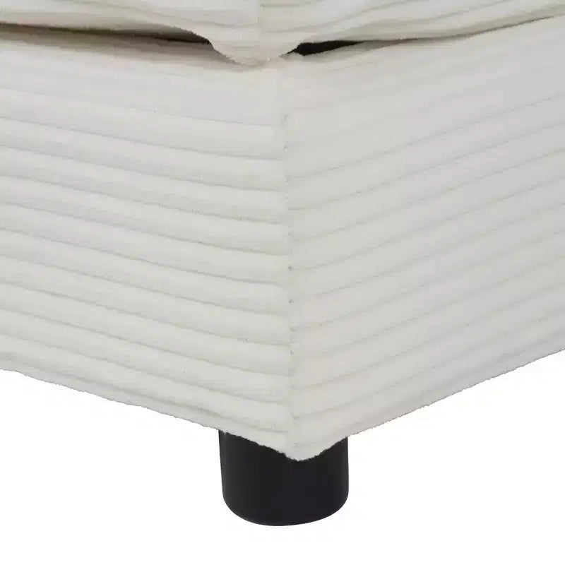 Divano moderno modulare MAYEERTY 70.8, imbottito in velluto a coste, con due cuscini, per soggiorno, beige