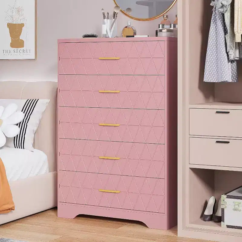 Cassettiera Alta a 5 Cassetti per Camera da Letto, Comodino Moderno per Armadio, Cassettiera in Legno, Mobiletto Contenitore e Organizzatore in Legno