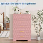 Cassettiera Alta a 5 Cassetti per Camera da Letto, Comodino Moderno per Armadio, Cassettiera in Legno, Mobiletto Contenitore e Organizzatore in Legno