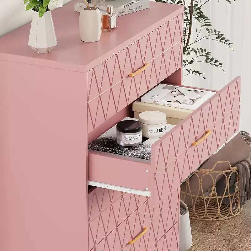 Cassettiera Alta a 5 Cassetti per Camera da Letto, Comodino Moderno per Armadio, Cassettiera in Legno, Mobiletto Contenitore e Organizzatore in Legno