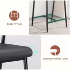 Lot de 2 tabourets de bar hauteur comptoir avec accoudoirs et repose-pieds - Dossier en bois et assise rembourrée pour îlot de cuisine