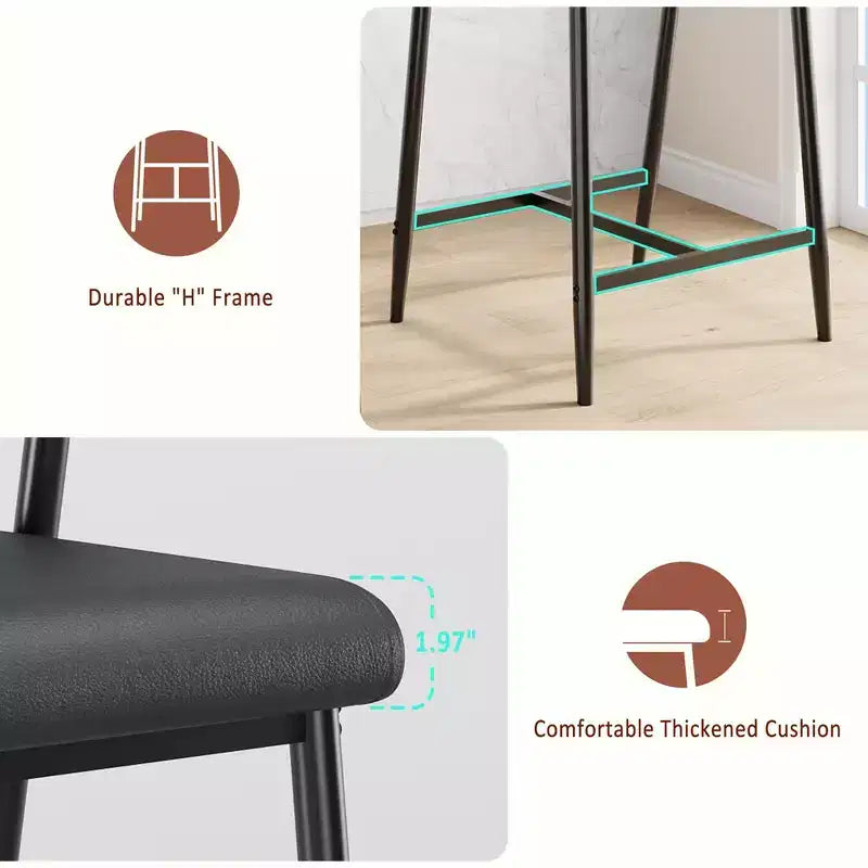 Lot de 2 tabourets de bar hauteur comptoir avec accoudoirs et repose-pieds - Dossier en bois et assise rembourrée pour îlot de cuisine