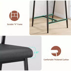 Lot de 2 tabourets de bar hauteur comptoir avec accoudoirs et repose-pieds - Dossier en bois et assise rembourrée pour îlot de cuisine