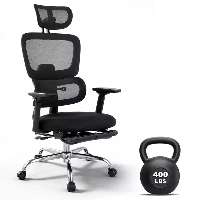 Ergonomic Mesh Gaming Chair with 4D Turn Over-Style-Up Arms, 3D Headrest, Office Chair with Adjustable Lumbar & Leg Support