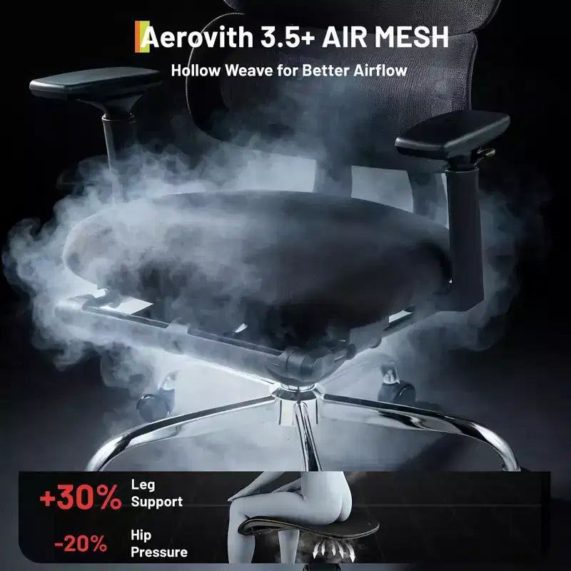 Sedia da Gaming Ergonomica in Mesh con Braccioli 4D Ribaltabili, Poggiatesta 3D, Sedia da Ufficio con Supporto Lombare e Gambe Regolabile
