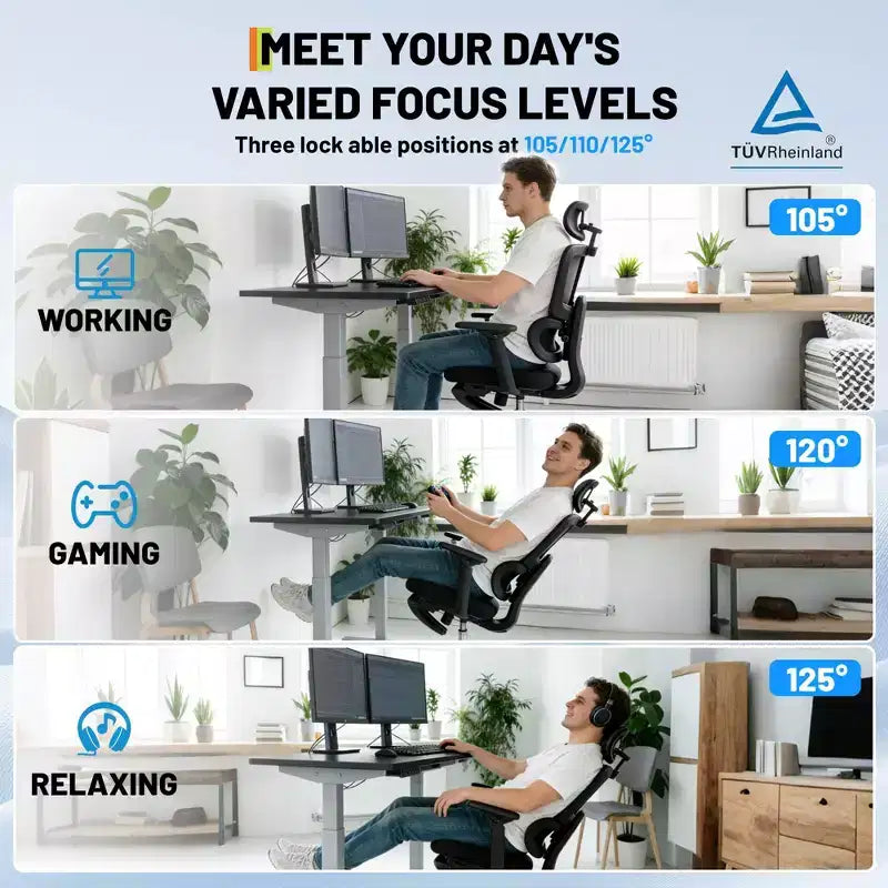 Sedia da Gaming Ergonomica in Mesh con Braccioli 4D Ribaltabili, Poggiatesta 3D, Sedia da Ufficio con Supporto Lombare e Gambe Regolabile