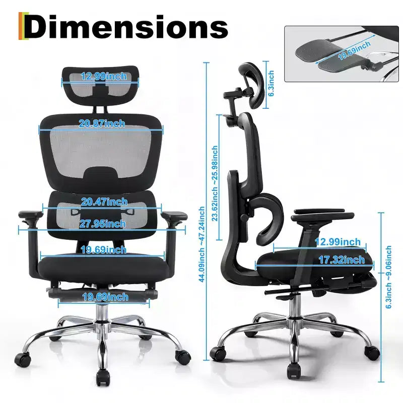 Sedia da Gaming Ergonomica in Mesh con Braccioli 4D Ribaltabili, Poggiatesta 3D, Sedia da Ufficio con Supporto Lombare e Gambe Regolabile