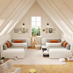 Lit de jour double avec tiroirs de rangement, cadre de lit d'angle rembourré en velours avec tête de lit, lit moderne pour enfants avec barrières de sécurité pour le salon, assemblage facile