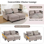 Divano letto MAYEERTY trasformabile a chaise longue in velluto a coste, con porte e due portabicchieri, per soggiorno, marrone