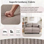 Divano letto MAYEERTY trasformabile a chaise longue in velluto a coste, con porte e due portabicchieri, per soggiorno, marrone