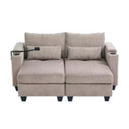 Divano letto MAYEERTY trasformabile a chaise longue in velluto a coste, con porte e due portabicchieri, per soggiorno, marrone