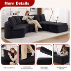 Canapé d'angle modulaire en U Whisen de 338 cm avec module inclinable amovible