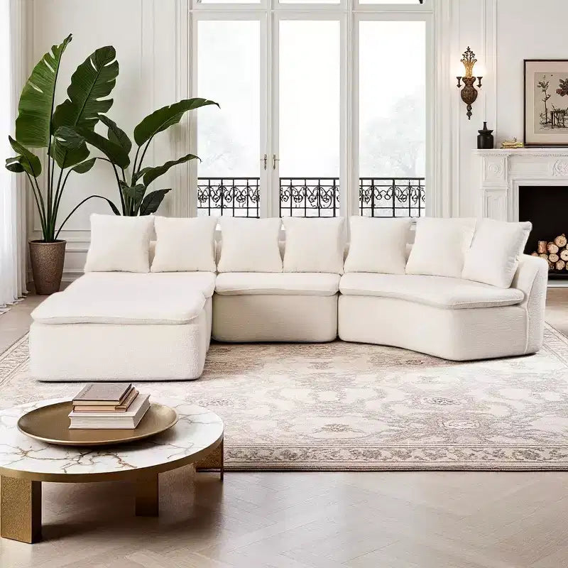 Canapé d'angle modulaire en U Whisen de 338 cm avec module inclinable amovible