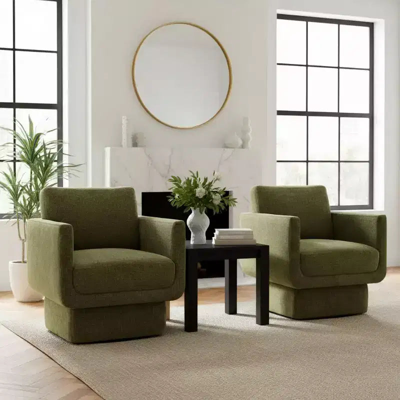 Lot de 2 fauteuils d'appoint modernes pivotants à 360°, fauteuils de salon rembourrés avec assise épaisse de 16,5 cm pour salon, chambre ou bureau - Panipeachy