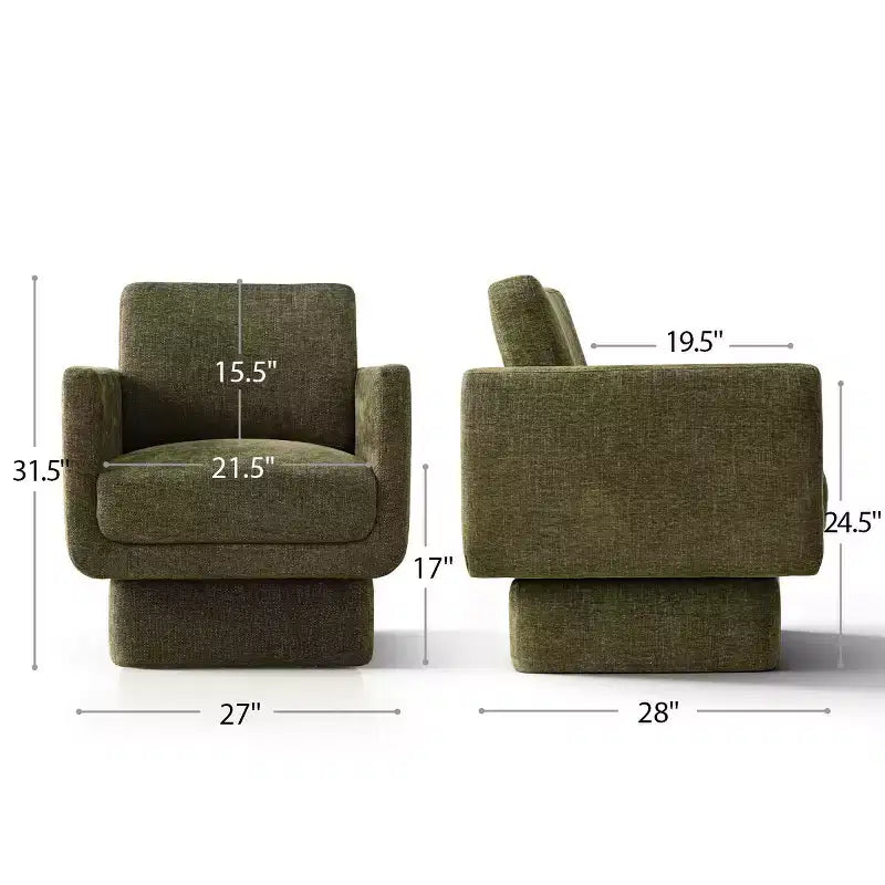 Lot de 2 fauteuils d'appoint modernes pivotants à 360°, fauteuils de salon rembourrés avec assise épaisse de 16,5 cm pour salon, chambre ou bureau - Panipeachy