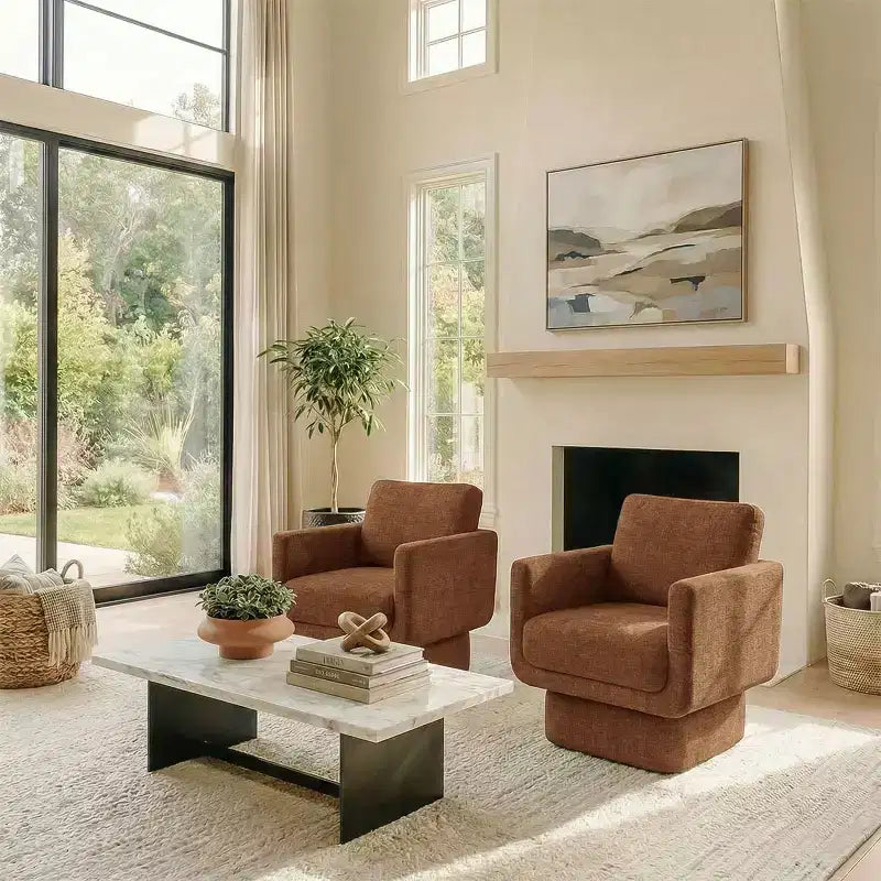 Lot de 2 fauteuils d'appoint modernes pivotants à 360°, fauteuils de salon rembourrés avec assise épaisse de 16,5 cm pour salon, chambre ou bureau - Panipeachy