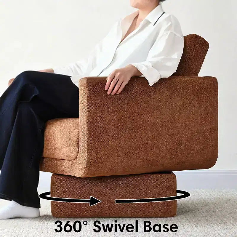 Lot de 2 fauteuils d'appoint modernes pivotants à 360°, fauteuils de salon rembourrés avec assise épaisse de 16,5 cm pour salon, chambre ou bureau - Panipeachy