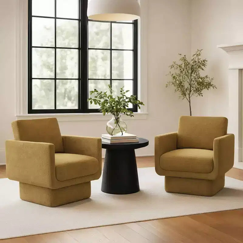 Lot de 2 fauteuils d'appoint modernes pivotants à 360°, fauteuils de salon rembourrés avec assise épaisse de 16,5 cm pour salon, chambre ou bureau - Panipeachy
