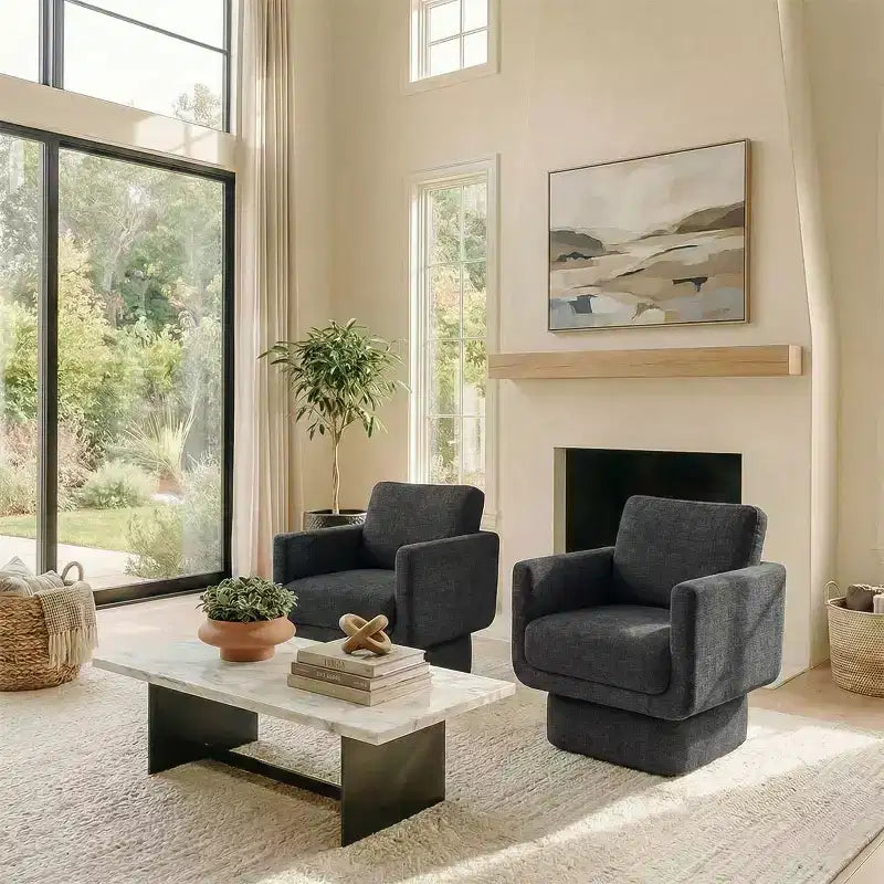 Lot de 2 fauteuils d'appoint modernes pivotants à 360°, fauteuils de salon rembourrés avec assise épaisse de 16,5 cm pour salon, chambre ou bureau - Panipeachy