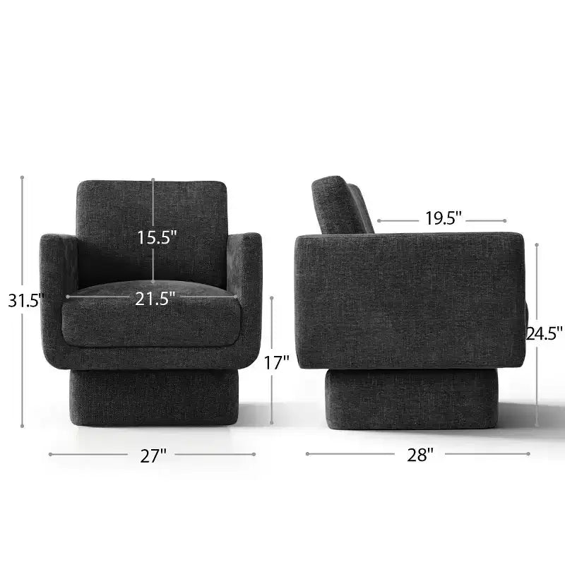 Set di 2 Poltrone Girevoli Moderne a 360°, Poltrone Lounge Imbottite con Seduta Spessa 16,5 cm per Soggiorno, Camera da Letto o Ufficio-Panipeachy