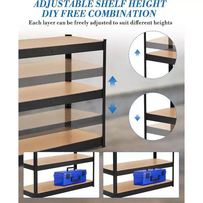 Scaffalature da Garage a 5 Ripiani Resistenti, con Capacità di Carico di 907 kg, Scaffali Utilitari Regolabili in Metallo per Garage/Magazzino/Dispensa/Cantina