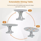 Set da pranzo rotondo da fattoria per 4, set da tavolo da cucina allungabile in legno con 4 sedie imbottite