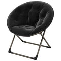 Oversized Plush Saucer Chair for Bedroom or Dorm  Foldable Accent Lounge Chair with Strong Metal Frame, Ultra Cozy Seating, Black + Gold
