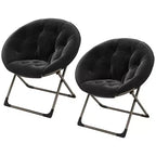 Sedia a Piatto Imbottita Oversize per Camera da Letto o Dormitorio, Sedia Lounge Pieghevole con Robusta Struttura in Metallo, Seduta Ultra Accogliente, Nero + Oro