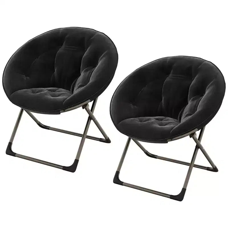 Sedia a Piatto Imbottita Oversize per Camera da Letto o Dormitorio, Sedia Lounge Pieghevole con Robusta Struttura in Metallo, Seduta Ultra Accogliente, Nero + Oro