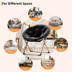 Sedia a Piatto Imbottita Oversize per Camera da Letto o Dormitorio, Sedia Lounge Pieghevole con Robusta Struttura in Metallo, Seduta Ultra Accogliente, Nero + Oro