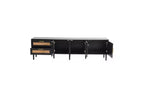 JVNOXK Mobile TV in rattan da 70 pollici con 3 armadietti e 2 cassetti, dotato di illuminazione a LED. Adatto per TV fino a 80 pollici. Ideale per salotti. Nero.