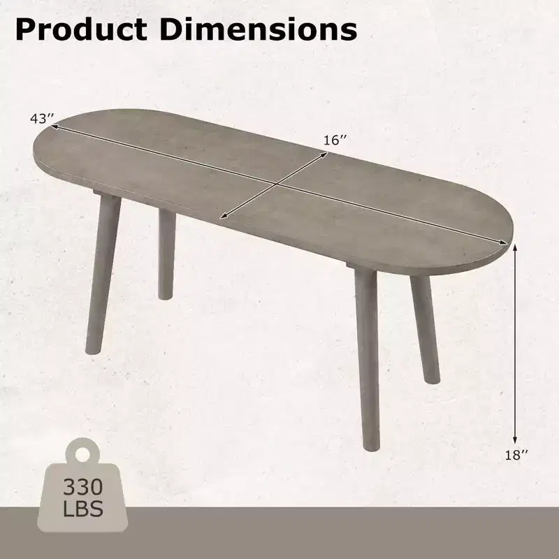 Costway Panca da Pranzo Rustica in Legno Massello da 43'' con Gambe in Legno di Gomma per Soggiorno Cucina