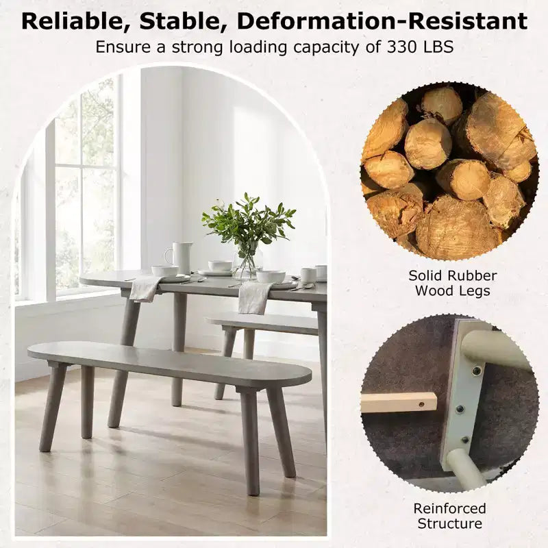 Costway Panca da Pranzo Rustica in Legno Massello da 43'' con Gambe in Legno di Gomma per Soggiorno Cucina