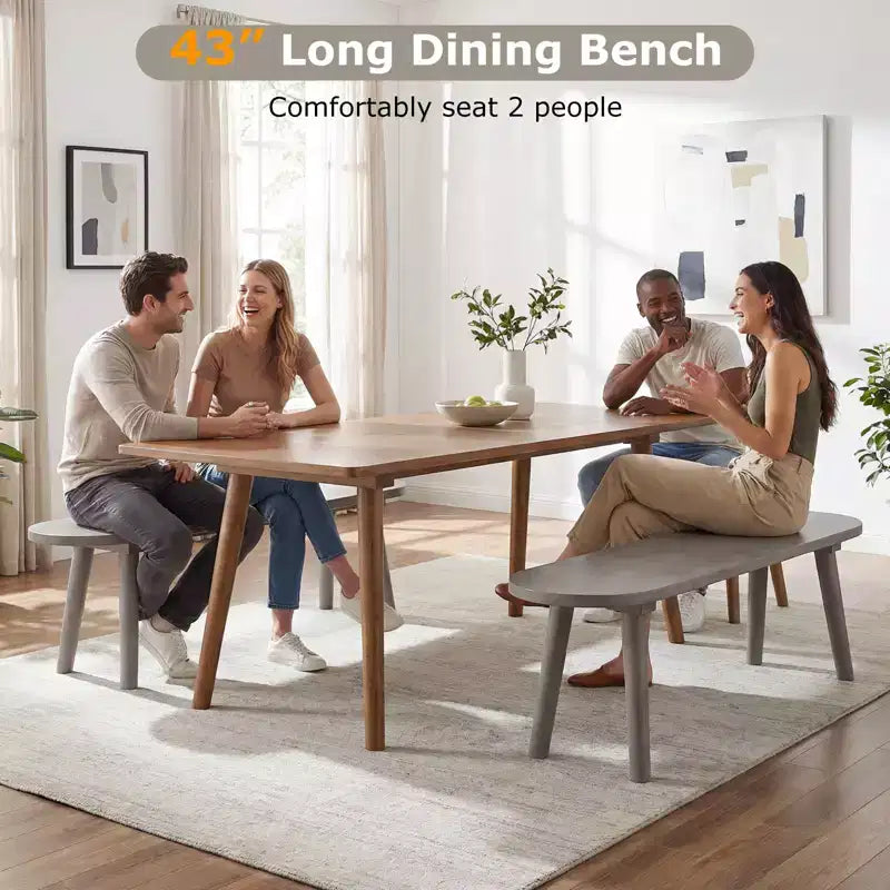 Costway Panca da Pranzo Rustica in Legno Massello da 43'' con Gambe in Legno di Gomma per Soggiorno Cucina