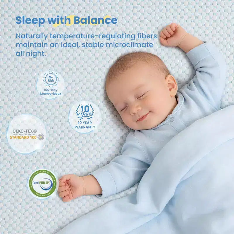 Materassino per culla BaybyNest Mini 38x24x4 pollici Portatile fronte-retro da box - Gel memory foam rinfrescante, bilanciamento della temperatura - Certificato CertiPUR-US