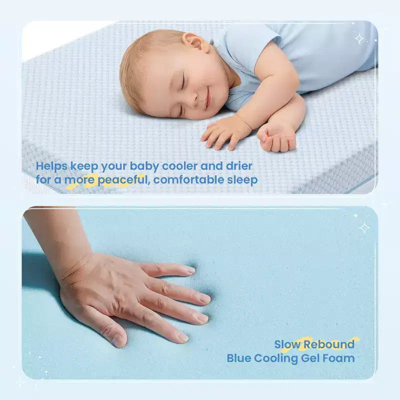 Materassino per culla BaybyNest Mini 38x24x4 pollici Portatile fronte-retro da box - Gel memory foam rinfrescante, bilanciamento della temperatura - Certificato CertiPUR-US