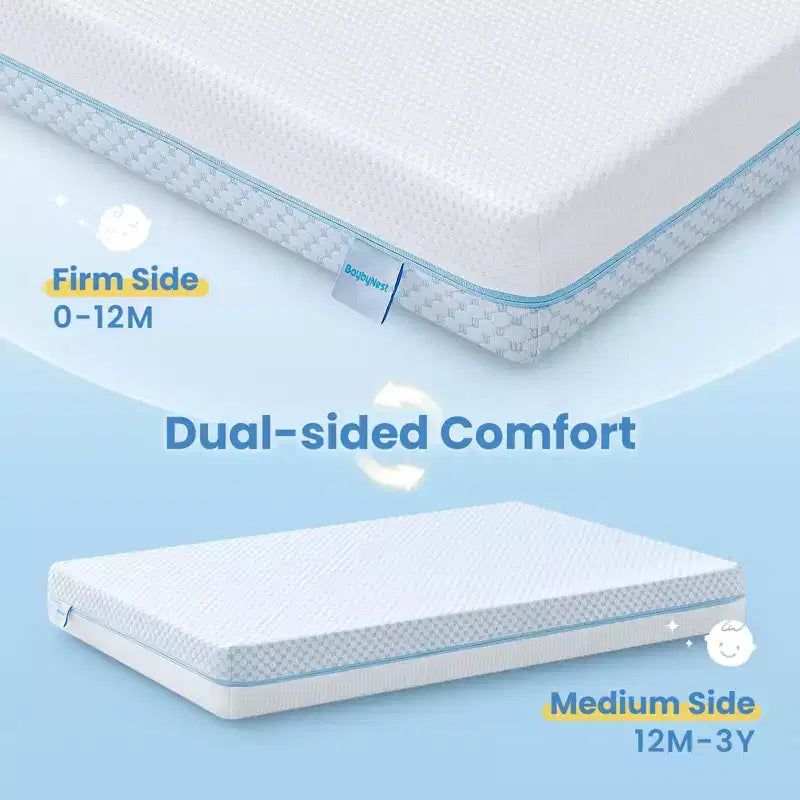 Materassino per culla BaybyNest Mini 38x24x4 pollici Portatile fronte-retro da box - Gel memory foam rinfrescante, bilanciamento della temperatura - Certificato CertiPUR-US