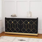 Banc de rangement à chaussures moderne avec 2 tiroirs basculants et coussin d'assise rembourré, organisateur d'entrée rembourré pour couloir, placard, salon - Bordure dorée