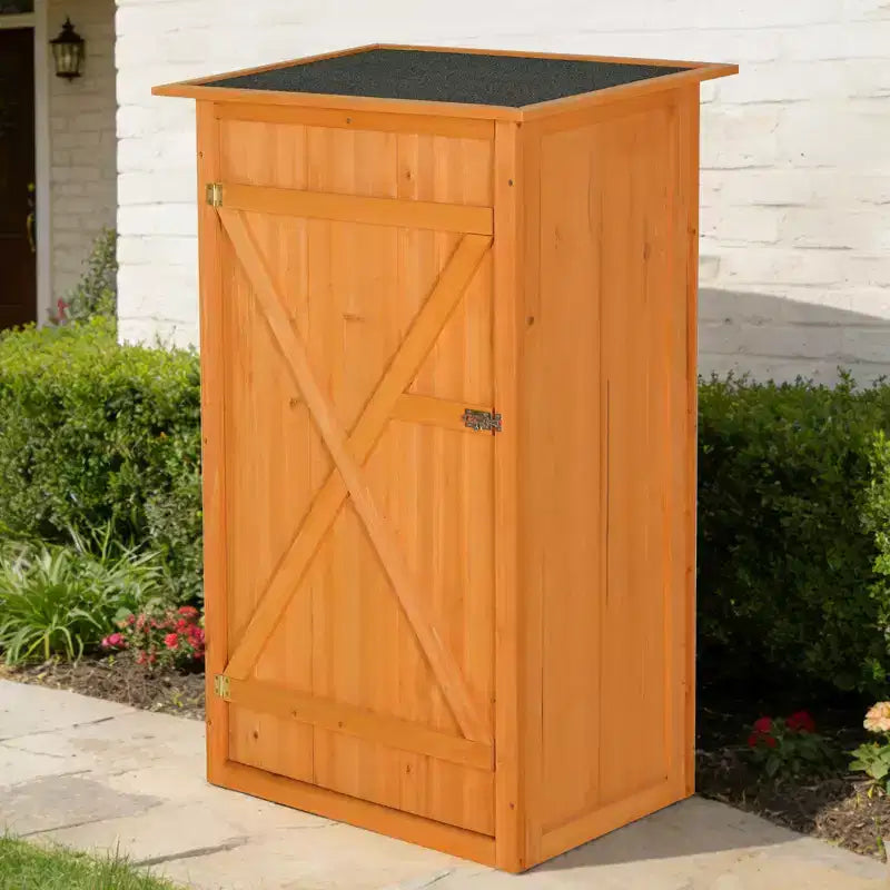 Wooden Outdoor Storage Shed - Lockable, Waterproof Garden Tool Cabinet with Flat Roof for Backyard, Terrace, Lawn & Farmland.
