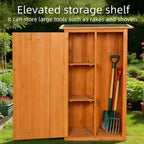 Casetta porta attrezzi da esterno in legno - Armadio da giardino impermeabile con tetto piatto e chiusura a chiave per cortile, terrazzo, prato e terreno agricolo.