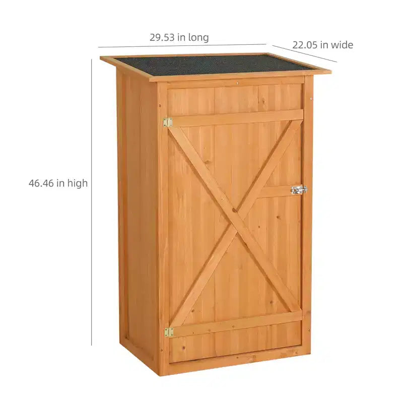Casetta porta attrezzi da esterno in legno - Armadio da giardino impermeabile con tetto piatto e chiusura a chiave per cortile, terrazzo, prato e terreno agricolo.