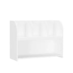 VIYET 24 Kids 4-Compartment Bookcase, White MDF Storage Display Rack (Anti-Tipping Toy Organizer for Playroom/Nursery)