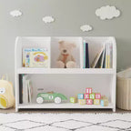 VIYET 24 Libreria per Bambini a 4 Scomparti, Scaffale per Esposizione e Contenimento in MDF Bianco (Organizzatore di Giocattoli Antiribaltamento per Sala Giochi/Nursery)