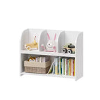 VIYET 24 Libreria per Bambini a 4 Scomparti, Scaffale per Esposizione e Contenimento in MDF Bianco (Organizzatore di Giocattoli Antiribaltamento per Sala Giochi/Nursery)