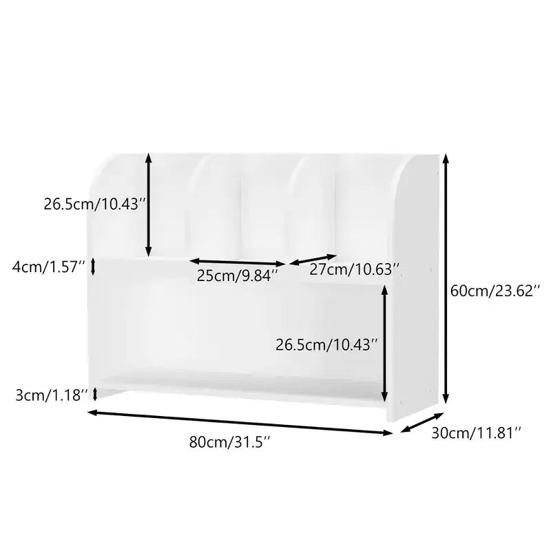 VIYET 24 Libreria per Bambini a 4 Scomparti, Scaffale per Esposizione e Contenimento in MDF Bianco (Organizzatore di Giocattoli Antiribaltamento per Sala Giochi/Nursery)